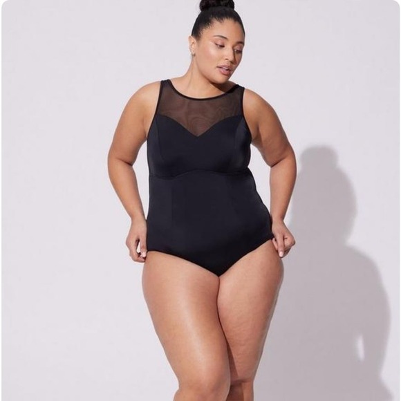 New! Torrid sz 3 Wireless Mesh High Neck Bathing Swim Suit 3X - Picture 1 of 4